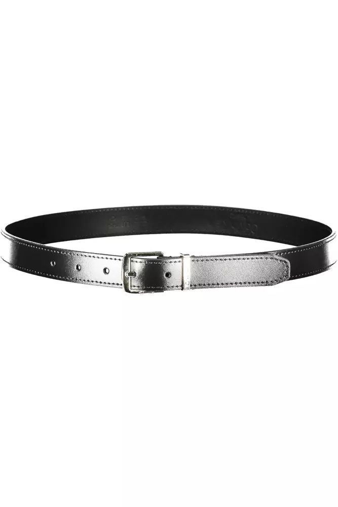 Calvin Klein Elegant Black Leather Belt with Metal Buckle