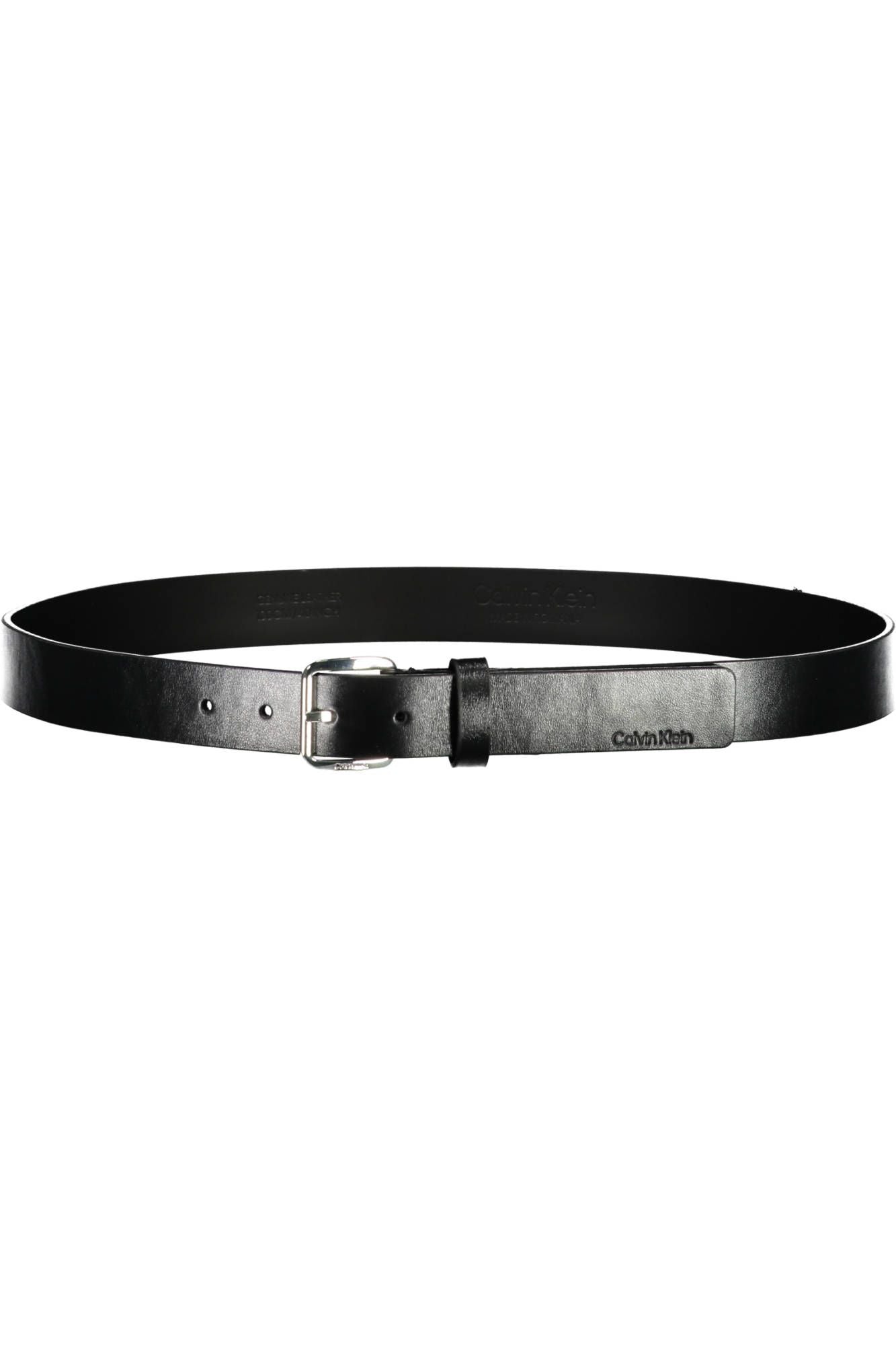 Calvin Klein Elegant Black Leather Belt with Metal Buckle