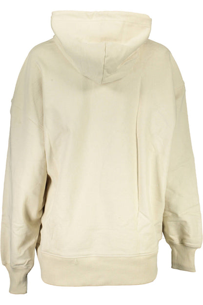 Calvin Klein Beige Hooded Cotton Sweatshirt with Logo Detail