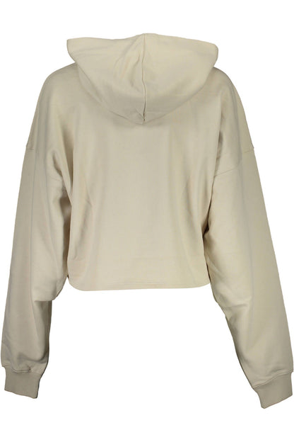 Calvin Klein Chic Cropped Logo Hoodie in Beige