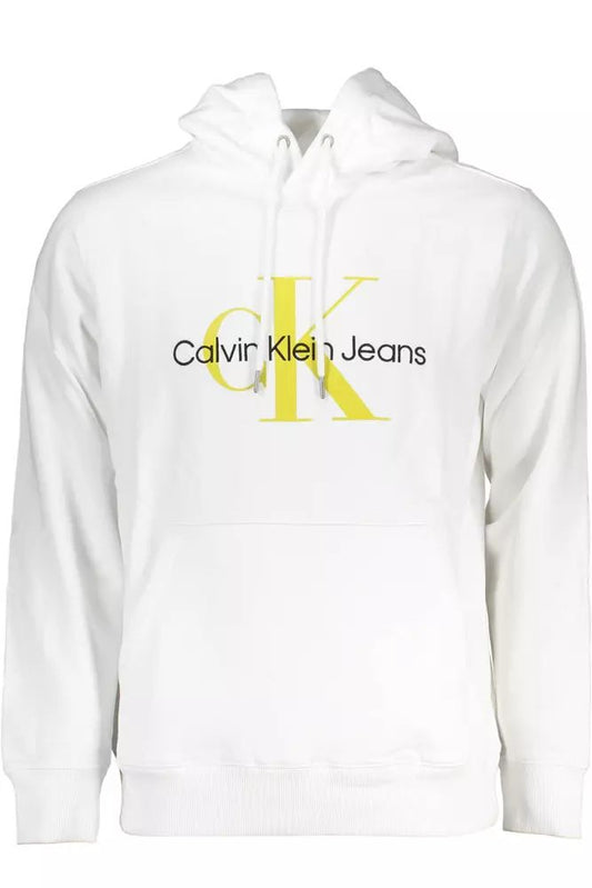 Calvin Klein Elegant Embroidered White Hoodie with Logo