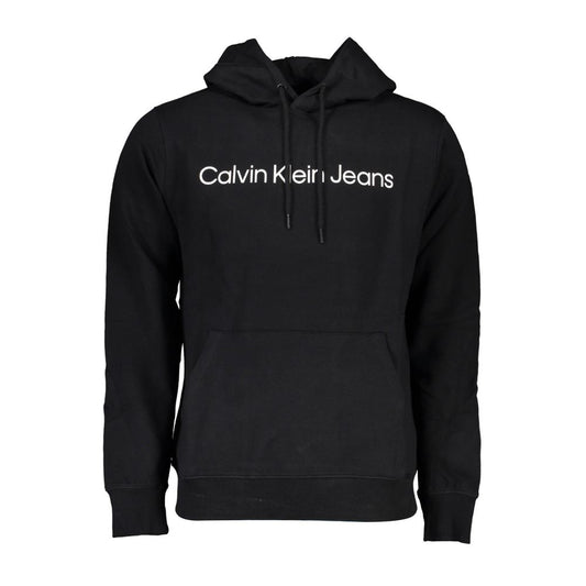 Calvin Klein Sleek Long Sleeve Hooded Sweatshirt in Black