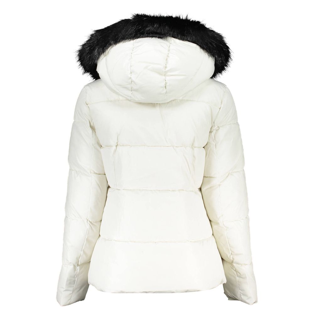 Calvin Klein Elegant Long-Sleeved Winter Jacket with Fur Hood