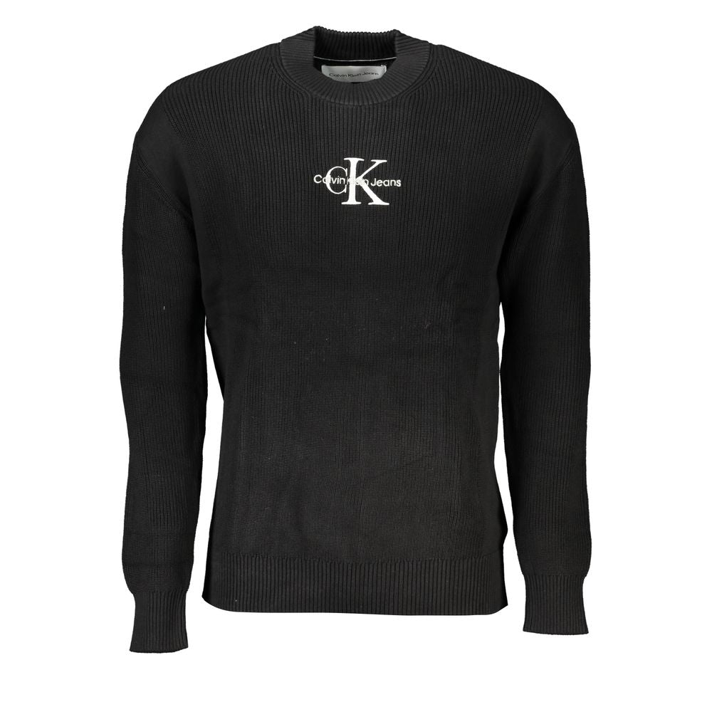 Calvin Klein Sleek Cotton Crew Neck Sweater with Contrast Details