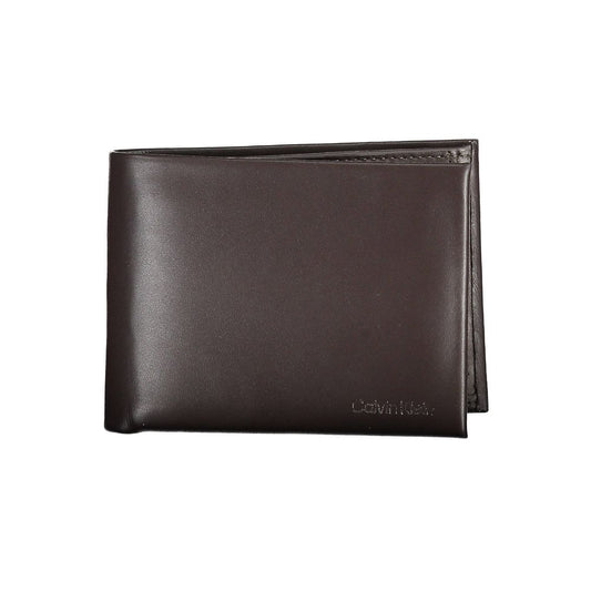 Calvin Klein Elegant Brown Leather Dual-Compartment Wallet