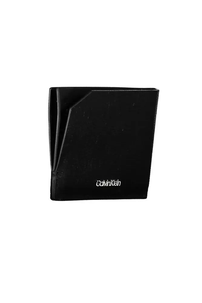 Calvin Klein Sleek Black Leather Card Holder with Logo