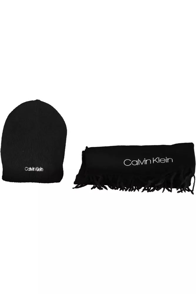 Calvin Klein Chic Monochrome Scarf and Cap Ensemble