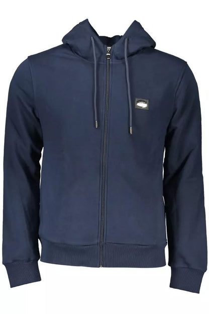 Cavalli Class Elegant Blue Hooded Zip Sweatshirt