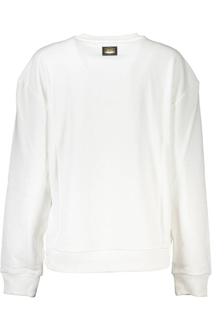 Cavalli Class Chic White Printed Sweater with Cozy Brushed Interior