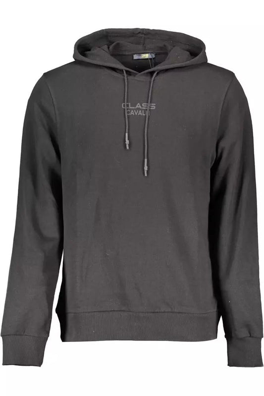 Cavalli Class Elegant Black Cotton Hooded Sweatshirt