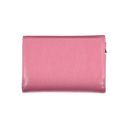 Coccinelle Elegant Pink Leather Wallet with Multiple Compartments