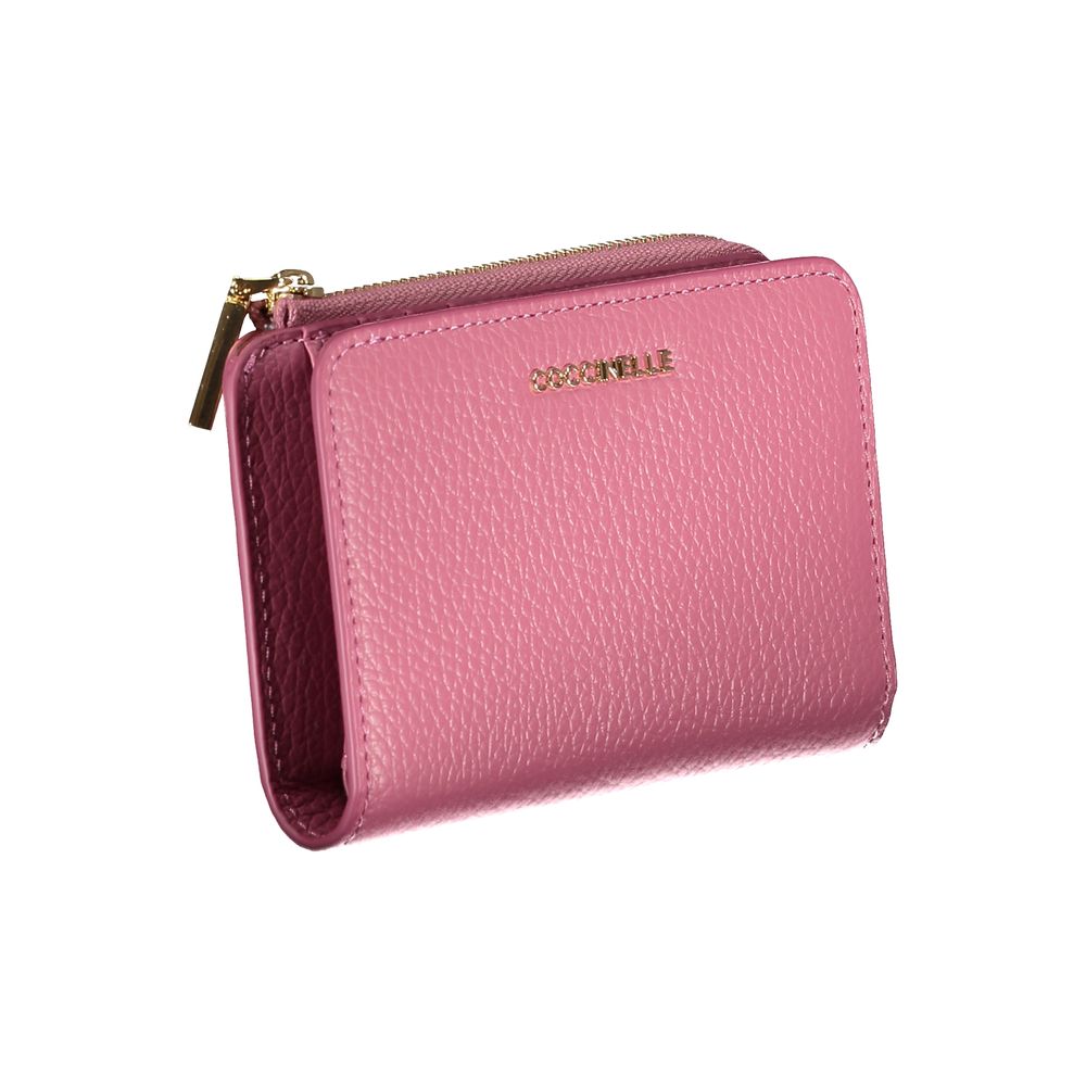 Coccinelle Elegant Pink Leather Wallet with Multiple Compartments