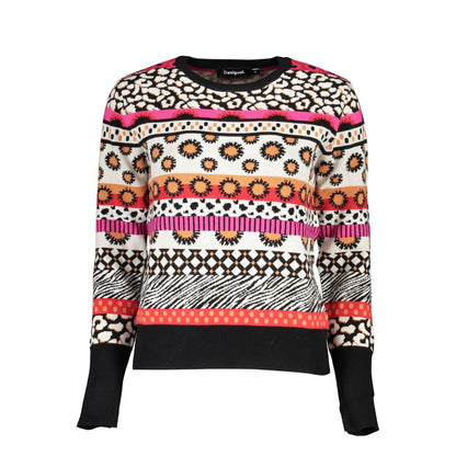 Desigual Chic Pink Contrast Crew Neck Sweater