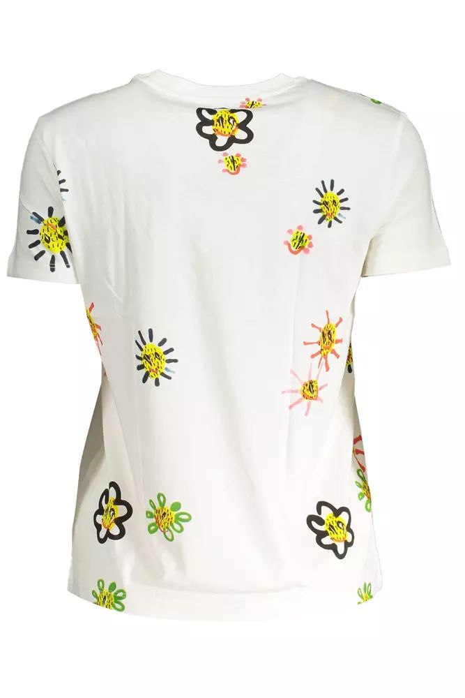 Desigual Chic Printed Round Neck Tee with Contrasting Details