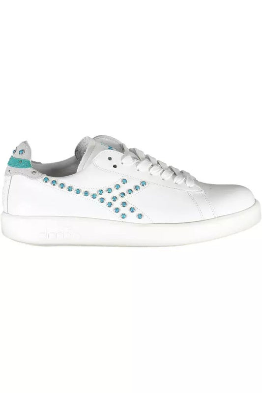 Diadora Chic White Lace-up Sneakers with Contrasting Accents