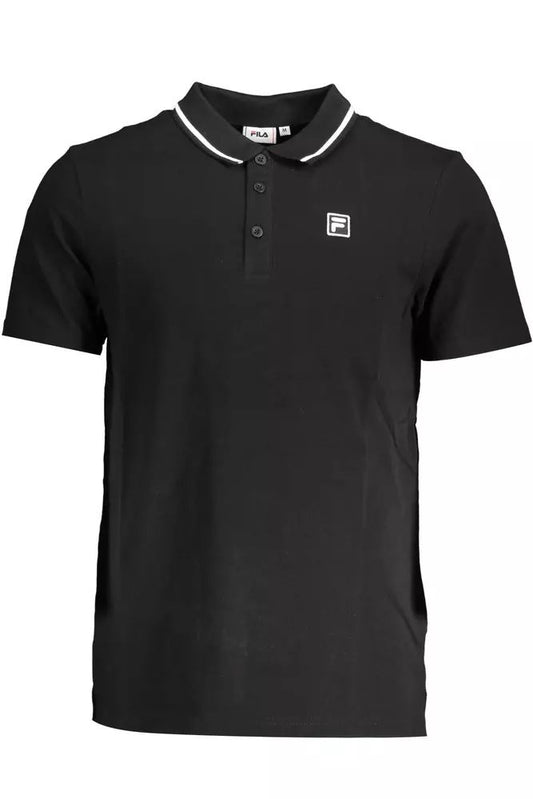 Fila Sleek Black Cotton Polo with Contrast Details