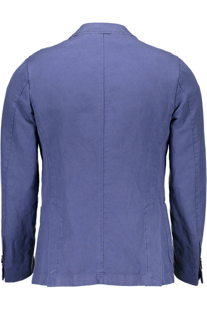 Gant Elegant Blue Cotton-Linen Blend Jacket