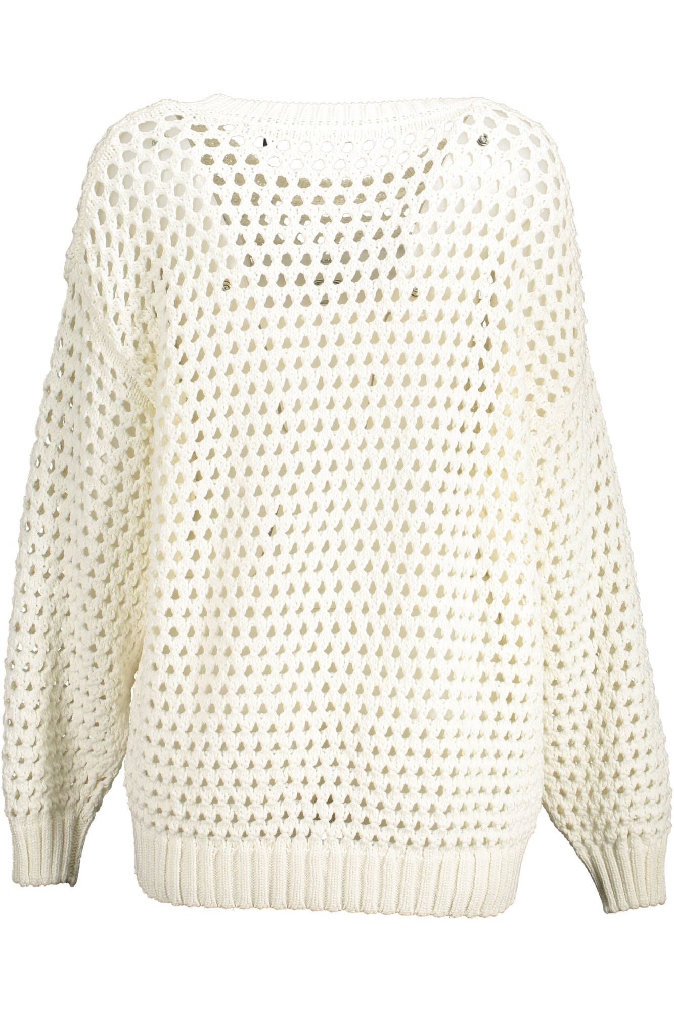 Gant Elegant White Perforated Crewneck Sweater