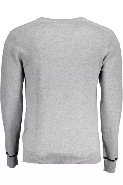 Guess Jeans Chic Gray Wool-Blend Round Neck Sweater