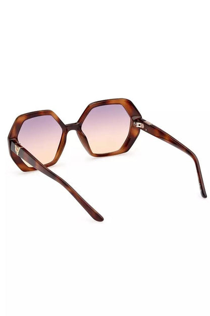 Guess Jeans Chic Hexagonal Brown Lens Sunglasses