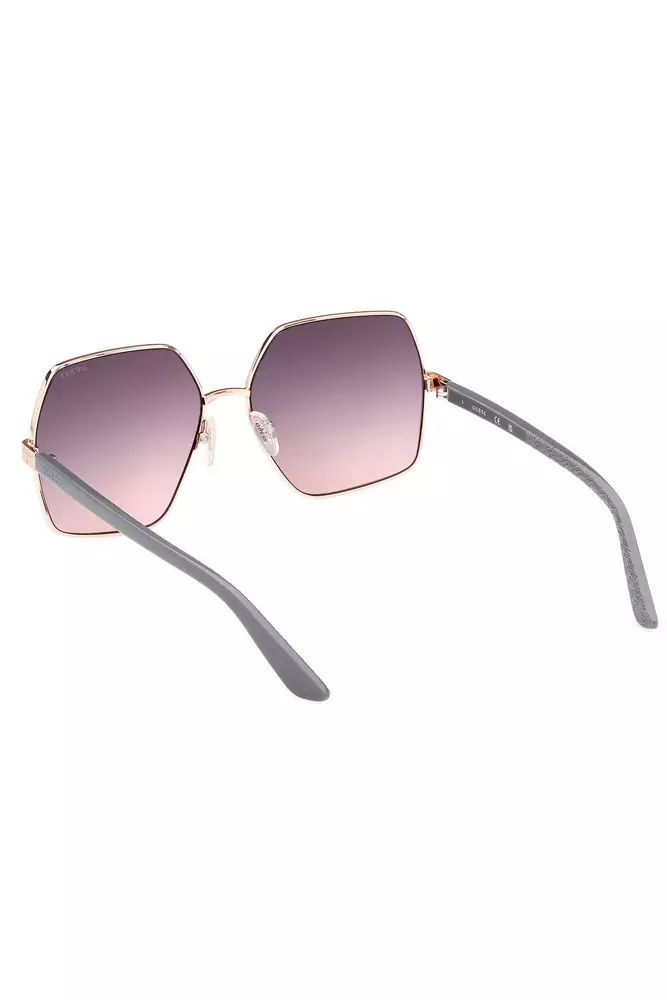 Guess Jeans Chic Square Metal Sunglasses in Pink