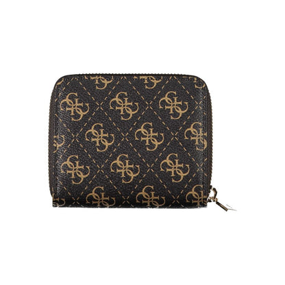 Guess Jeans Chic Brown Wallet with Secure Zip Closure