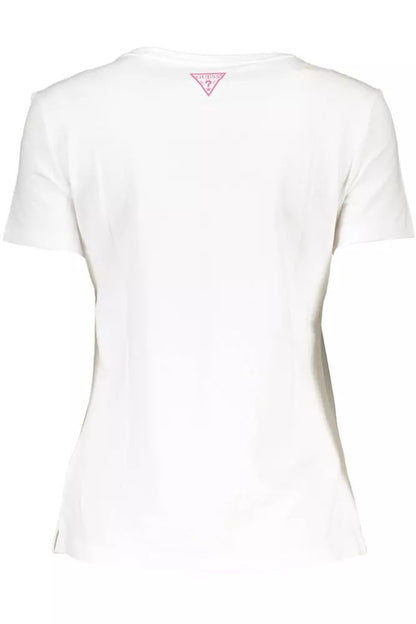 Guess Jeans Chic White Tee with Embroidery Detail