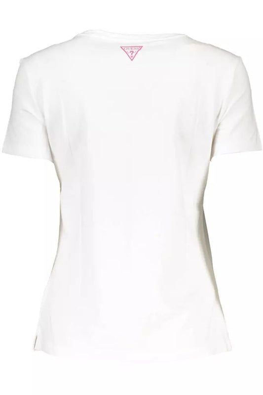 Guess Jeans Chic White Tee with Embroidery Detail