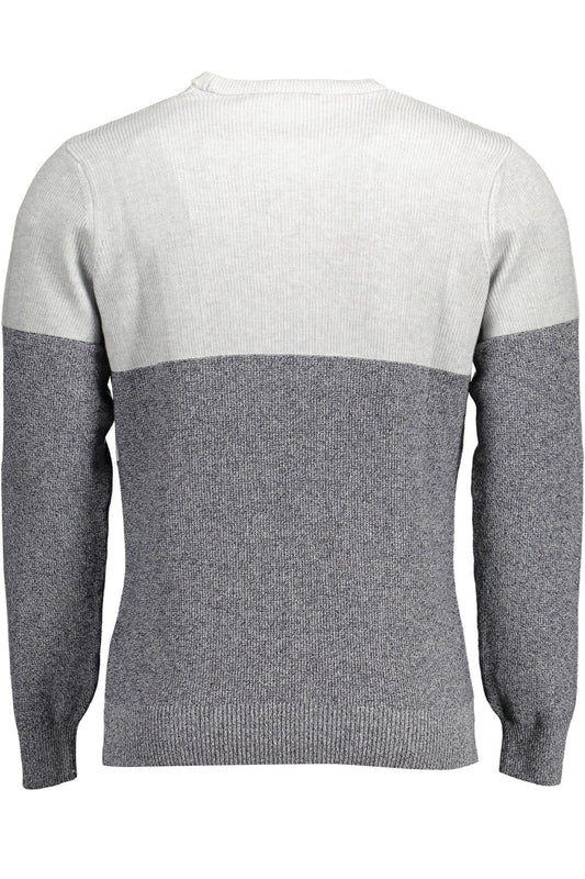 Harmont & Blaine Chic Gray Contrast Detail Round Neck Sweater