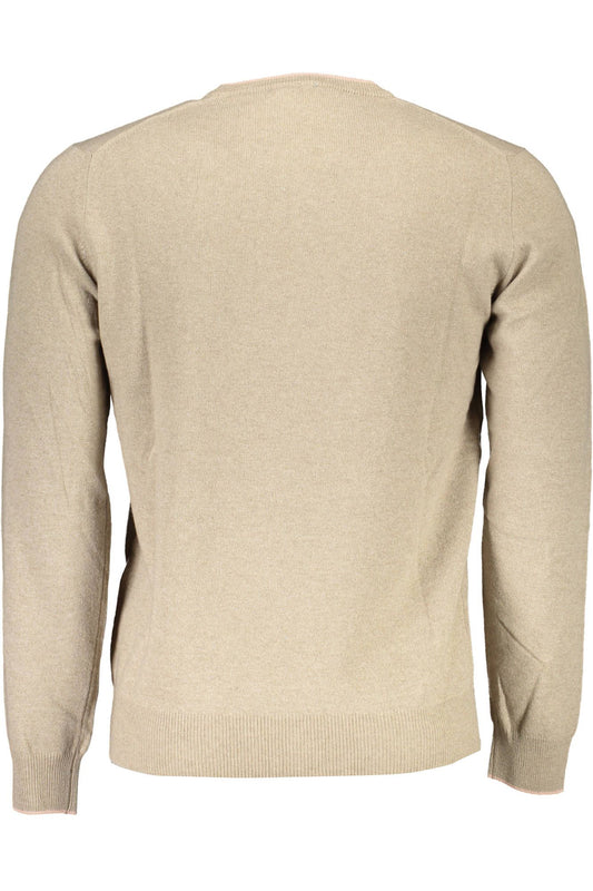 Harmont & Blaine Elegant Beige Crew Neck Sweater with Embroidery