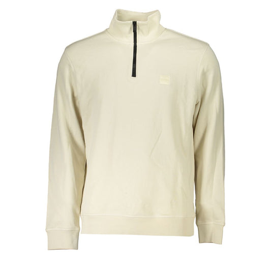 Hugo Boss Beige Organic Cotton Half-Zip Sweater