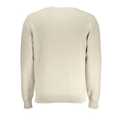 K-WAY Beige Crew Neck Cotton Sweater with Logo Detail