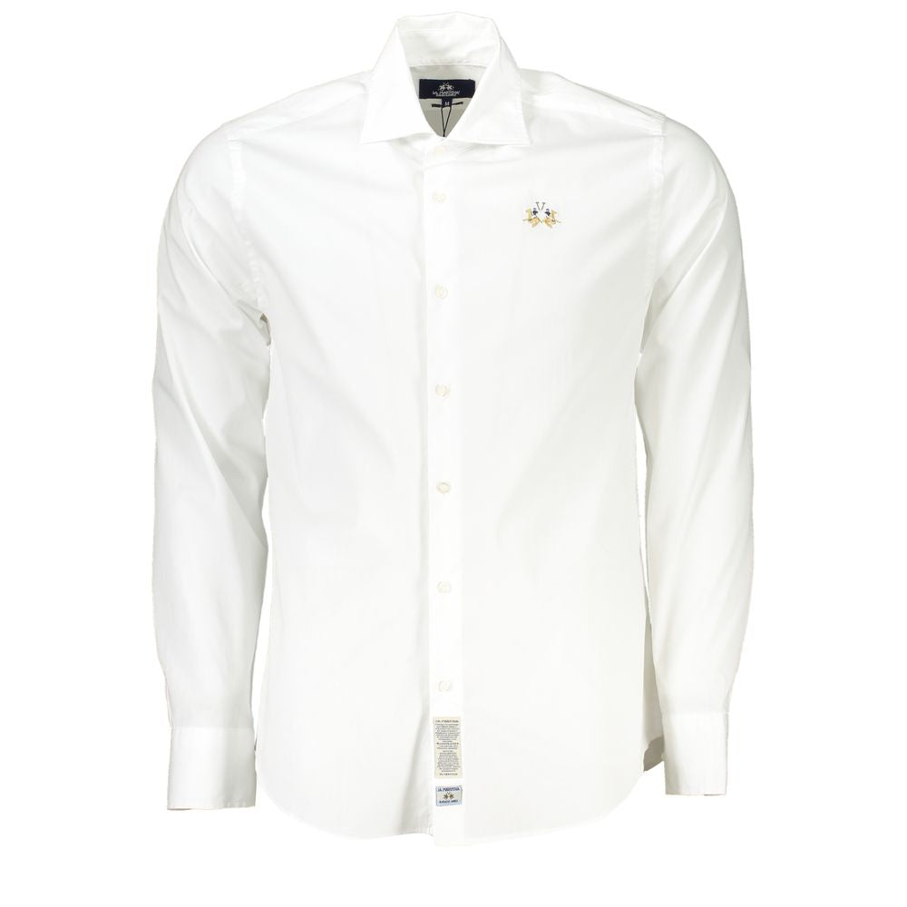 La Martina Chic Slim Fit Long Sleeved White Shirt