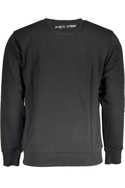 La Martina Elegant Black Crew Neck Embroidered Sweater