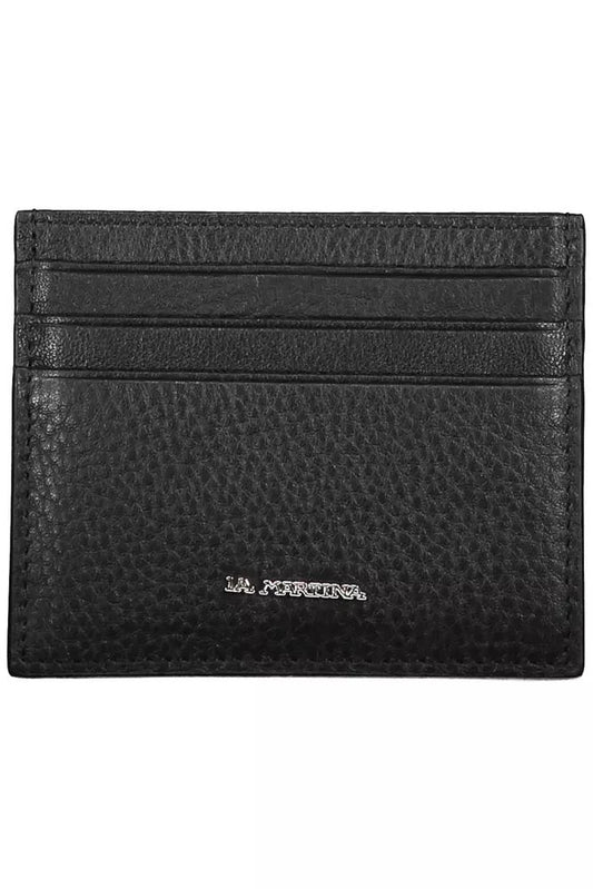 La Martina Sleek Black Leather Card Holder