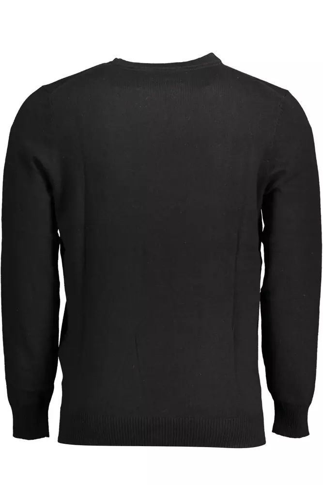 Lyle & Scott Elegant Long-Sleeved Black Cotton-Wool Blend Sweater