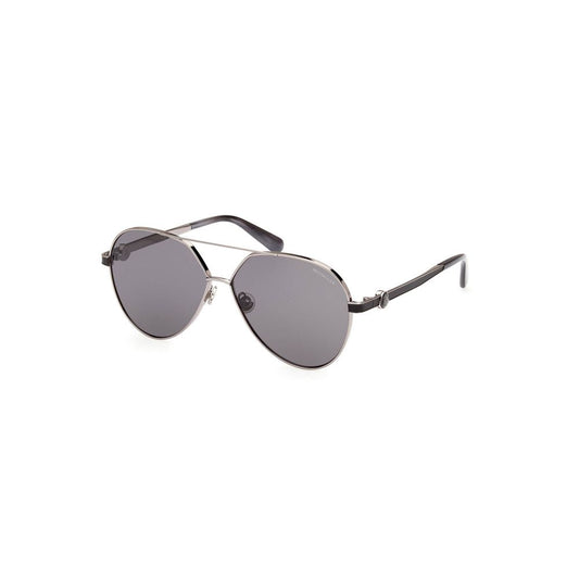 Moncler Chic Round Metal Frame Sunglasses with Smoke Lens