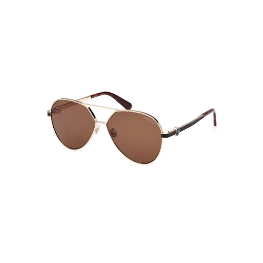 Moncler Elegant Gold Round Metal Sunglasses