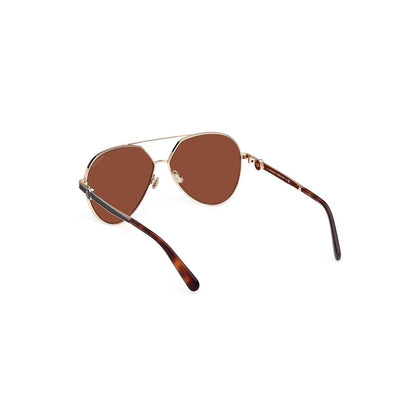 Moncler Elegant Gold Round Metal Sunglasses