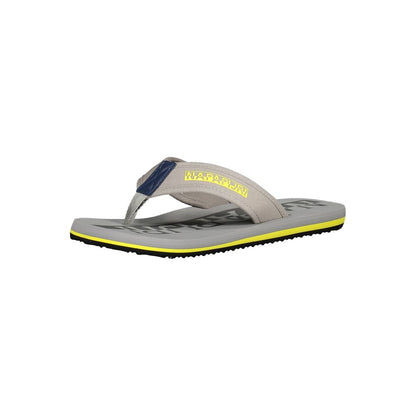 Napapijri Elegant Gray Thong Sandals with Logo Detail