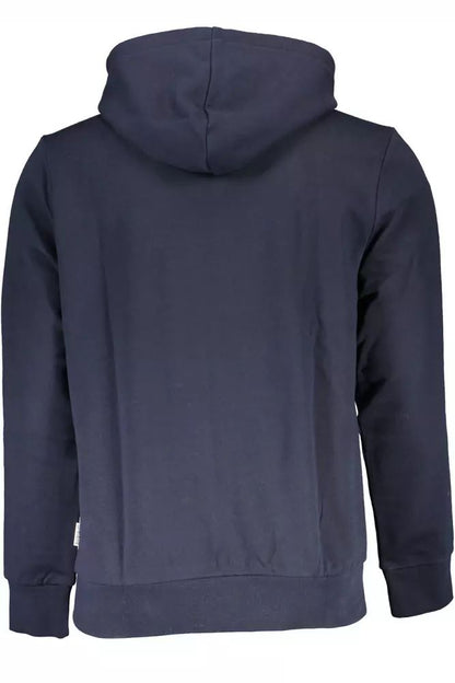 Napapijri Blue Cotton Hooded Sweatshirt with Logo Print