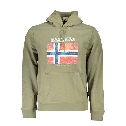 Napapijri Green Fleece Hooded Sweatshirt with Logo