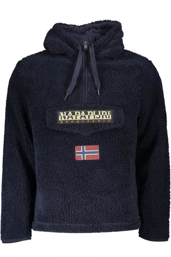 Napapijri Elegant Hooded Blue Jacket with Velcro Closure