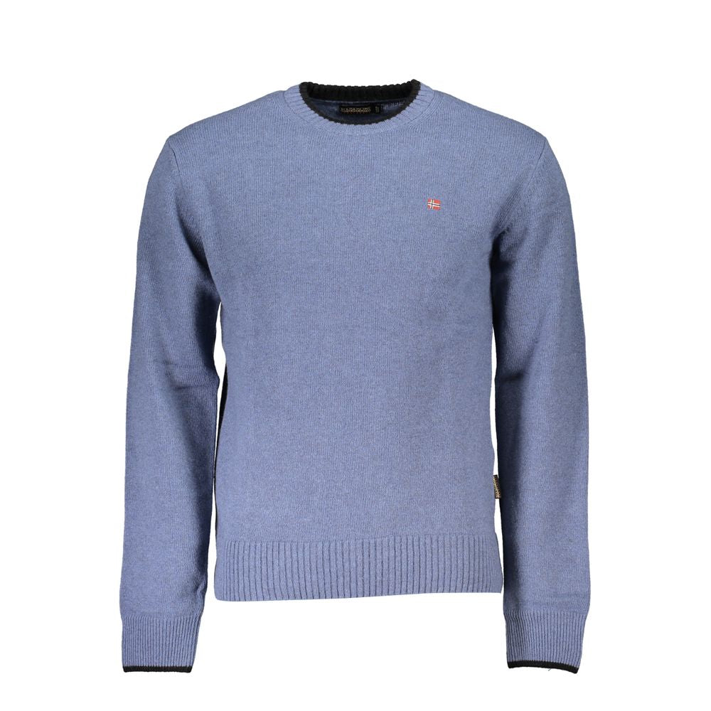 Napapijri Blue Crew Neck Embroidered Sweater