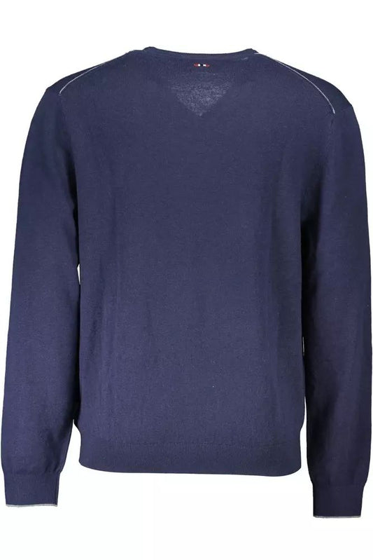 Napapijri Elegant Blue Wool V-Neck Sweater