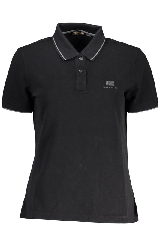 Napapijri Elegant Short-Sleeved Black Polo with Embroidery