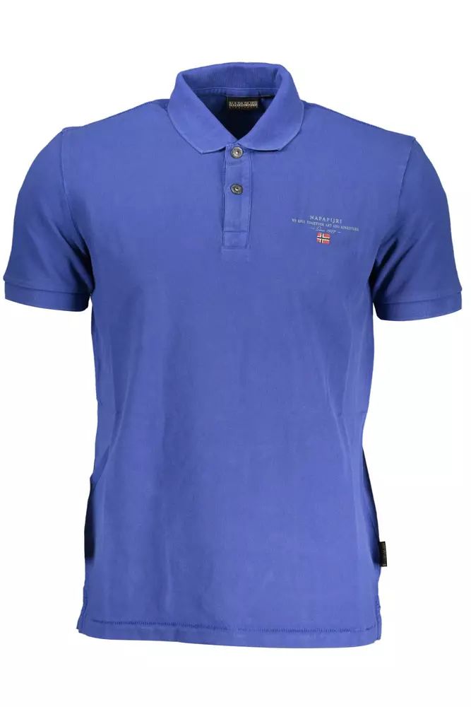 Napapijri Elegant Blue Cotton Polo with Embroidery Detail