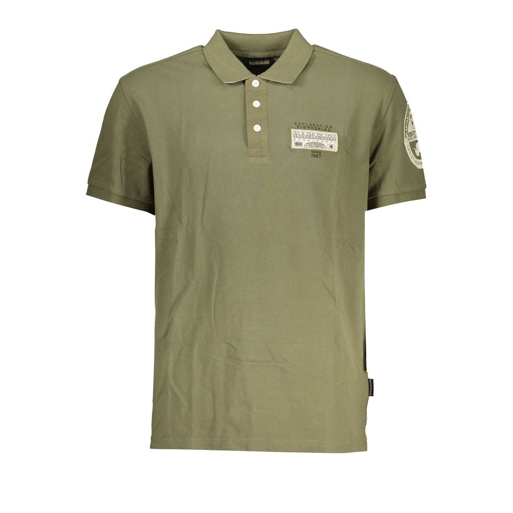 Napapijri Elegant Green Cotton Polo with Contrast Details