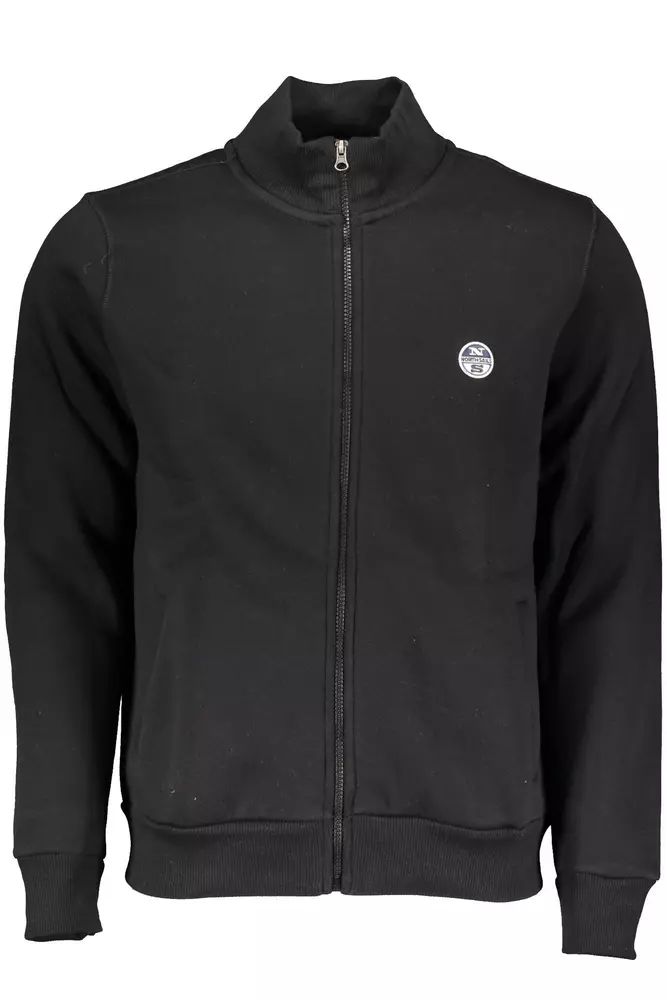 North Sails Sleek Black Zip Sweater with Logo Detail