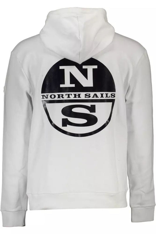 North Sails Sleek White Hooded Sweatshirt with Logo Print